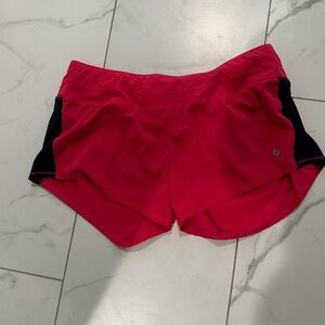 Oiselle Red and Black Athletic Shorts Lightweight Design